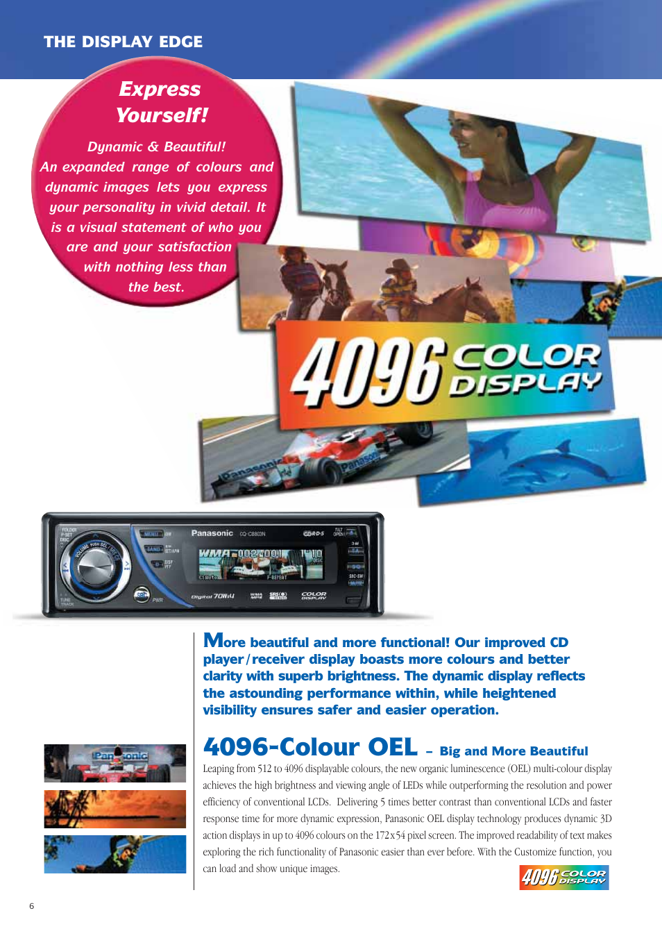 4096-colour oel, Express yourself | Panasonic Car Audio & DVD Car Navigation System User Manual | Page 6 / 44