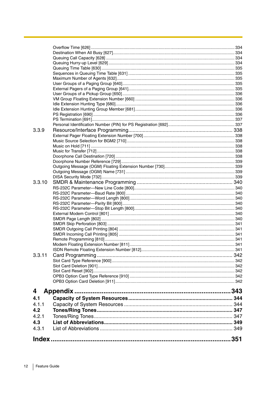 4 appendix, Index, 4appendix | Panasonic HYBRID IP-PBX KX-TDA200 User Manual | Page 12 / 358