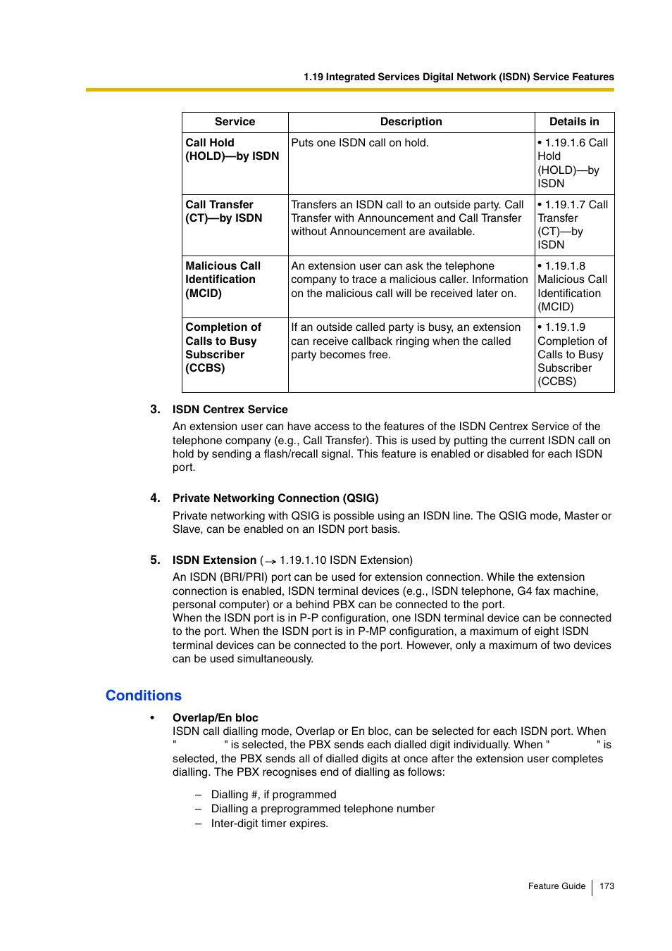 Conditions | Panasonic HYBRID IP-PBX KX-TDA200 User Manual | Page 173 / 358