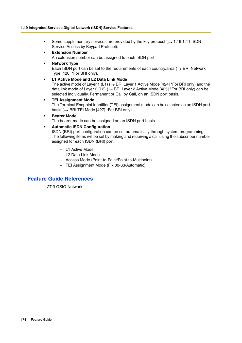 Feature guide references | Panasonic HYBRID IP-PBX KX-TDA200 User Manual | Page 174 / 358