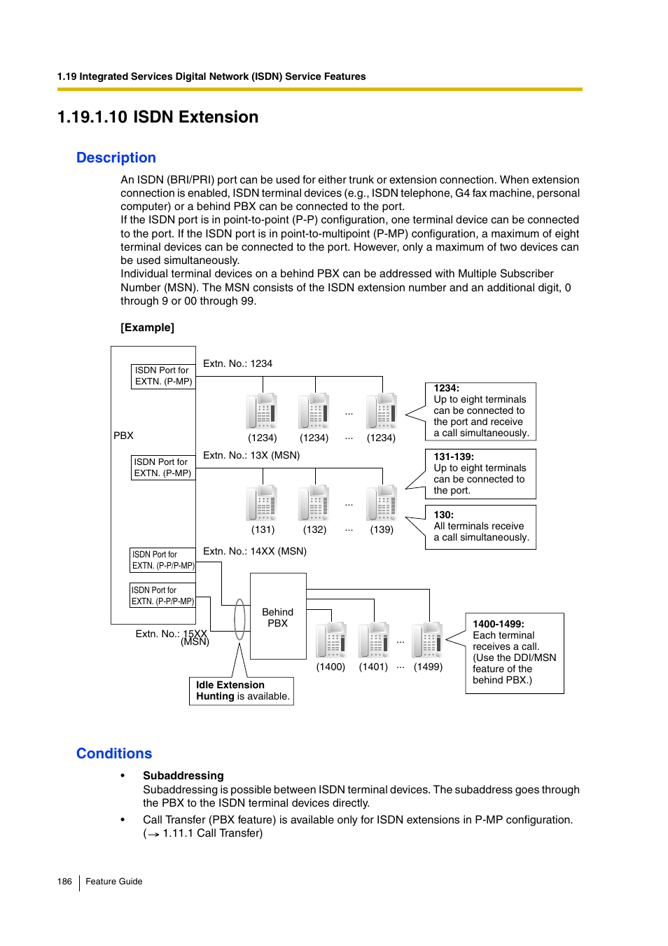 10 isdn extension, 10 isdn extension), Description | Conditions | Panasonic HYBRID IP-PBX KX-TDA200 User Manual | Page 186 / 358