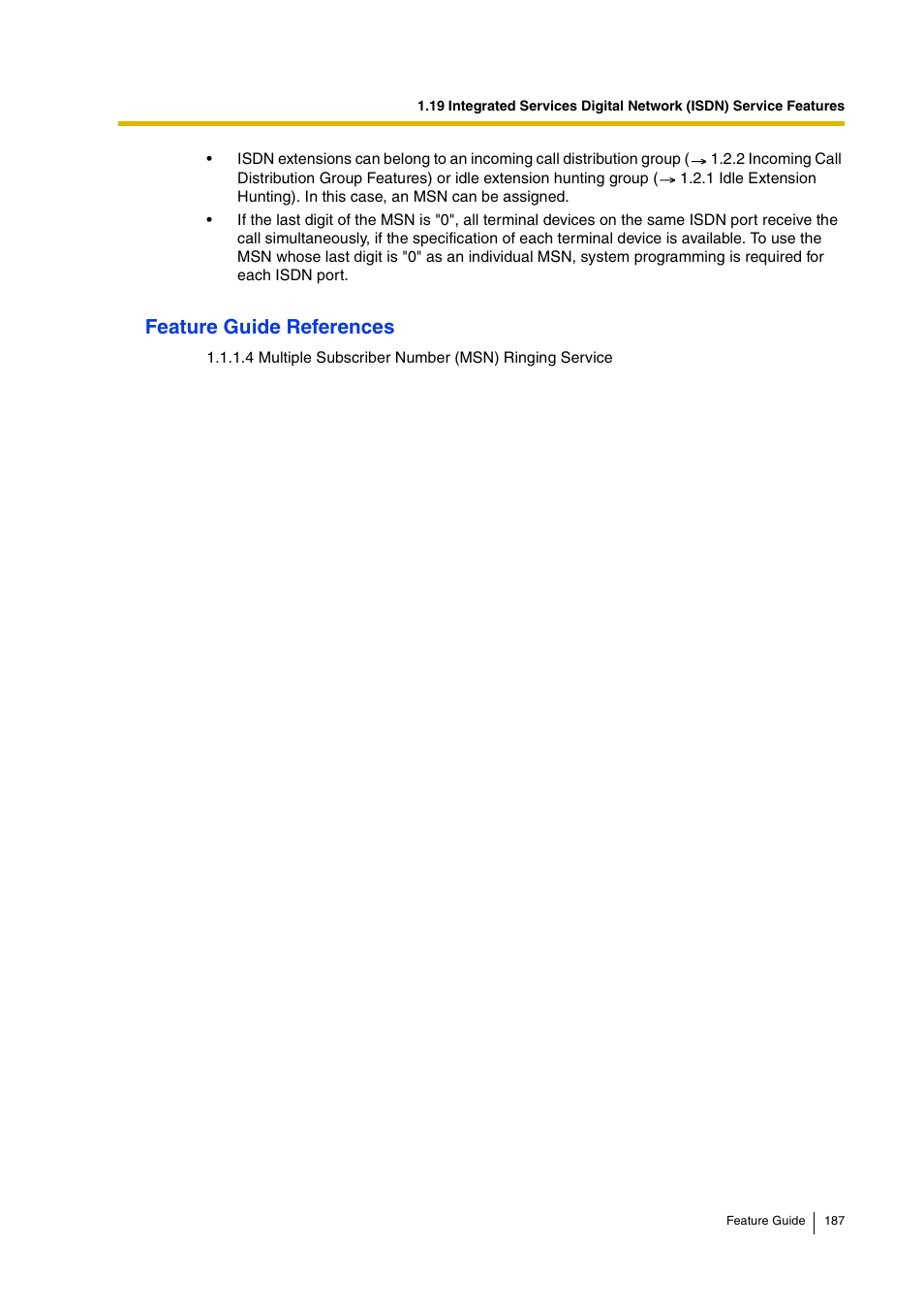 Feature guide references | Panasonic HYBRID IP-PBX KX-TDA200 User Manual | Page 187 / 358