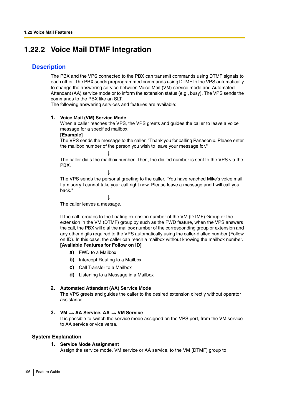 2 voice mail dtmf integration, Description | Panasonic HYBRID IP-PBX KX-TDA200 User Manual | Page 196 / 358