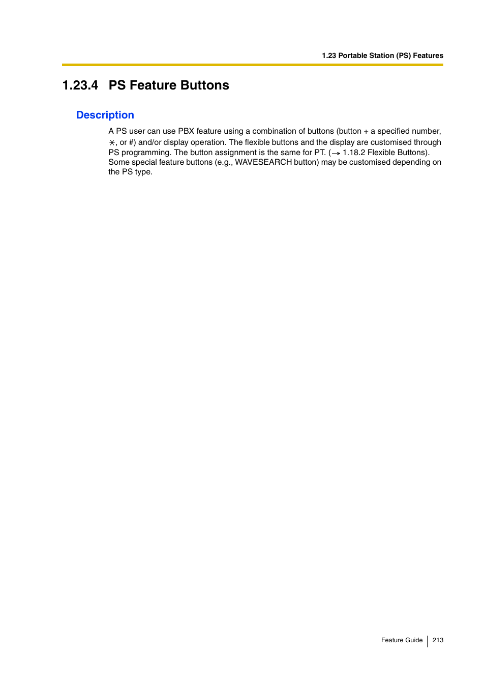 4 ps feature buttons, Description | Panasonic HYBRID IP-PBX KX-TDA200 User Manual | Page 213 / 358