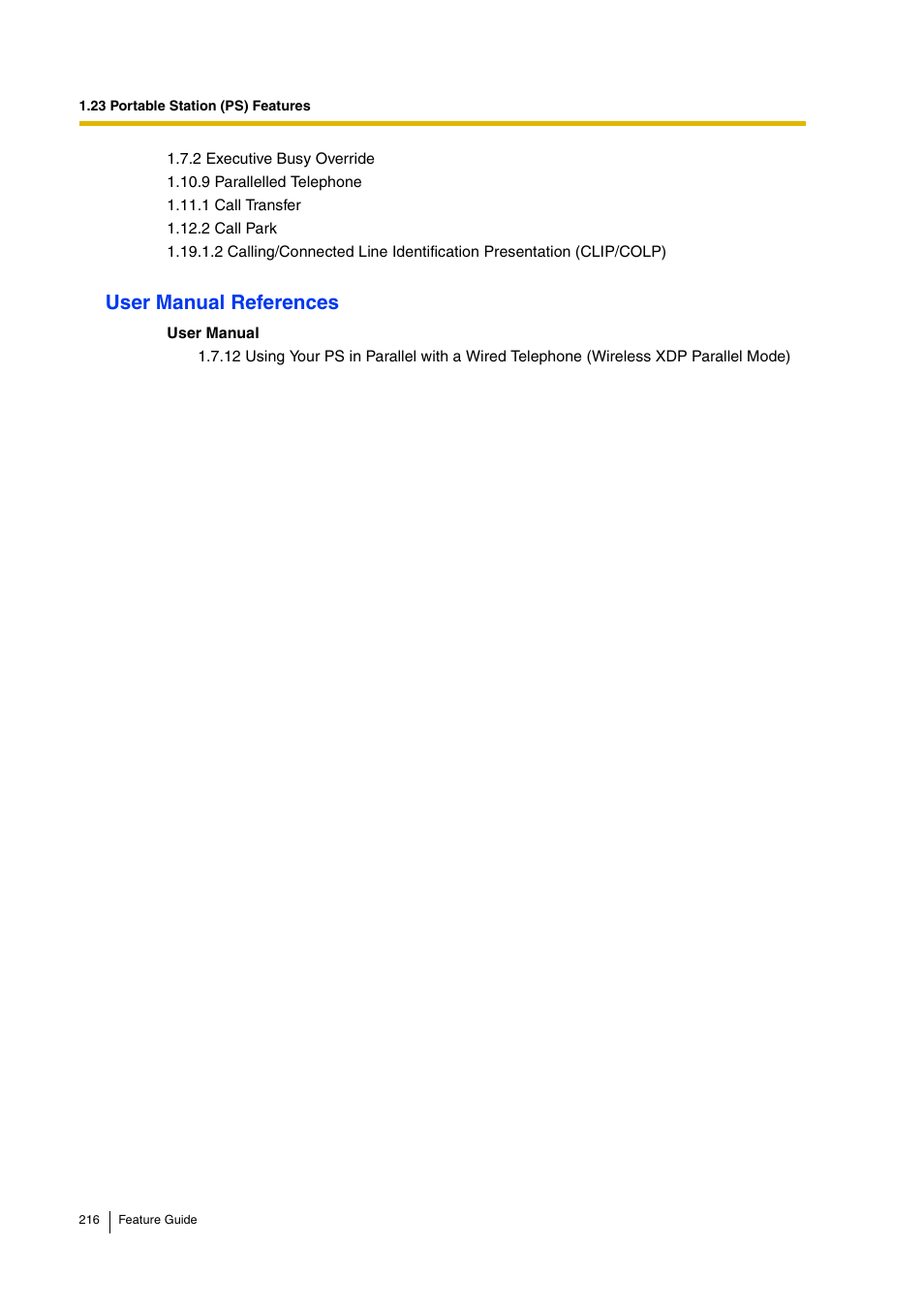 User manual references | Panasonic HYBRID IP-PBX KX-TDA200 User Manual | Page 216 / 358