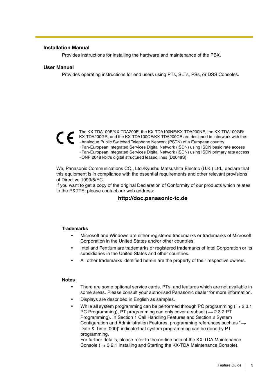 Panasonic HYBRID IP-PBX KX-TDA200 User Manual | Page 3 / 358