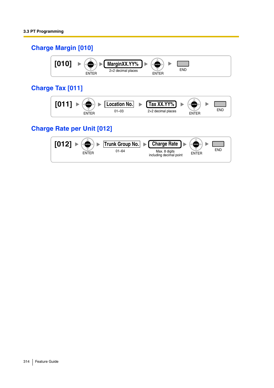 Charge margin [010, Charge tax [011, Charge rate per unit [012 | Charge margin [010]), Charge tax [011]), Charge rate per unit [012]) | Panasonic HYBRID IP-PBX KX-TDA200 User Manual | Page 314 / 358