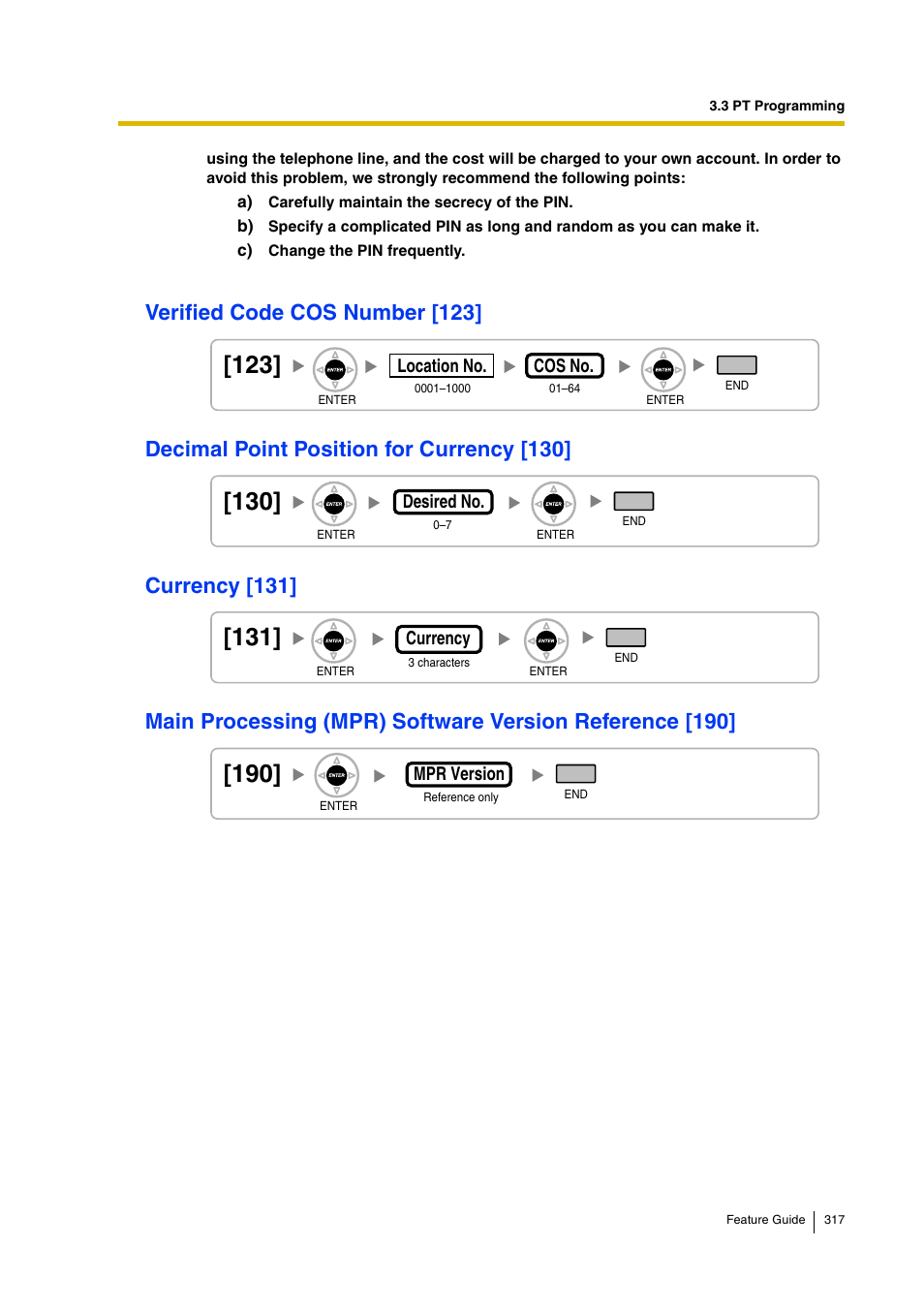 Verified code cos number [123, Decimal point position for currency [130, Currency [131 | Currency [131]) | Panasonic HYBRID IP-PBX KX-TDA200 User Manual | Page 317 / 358