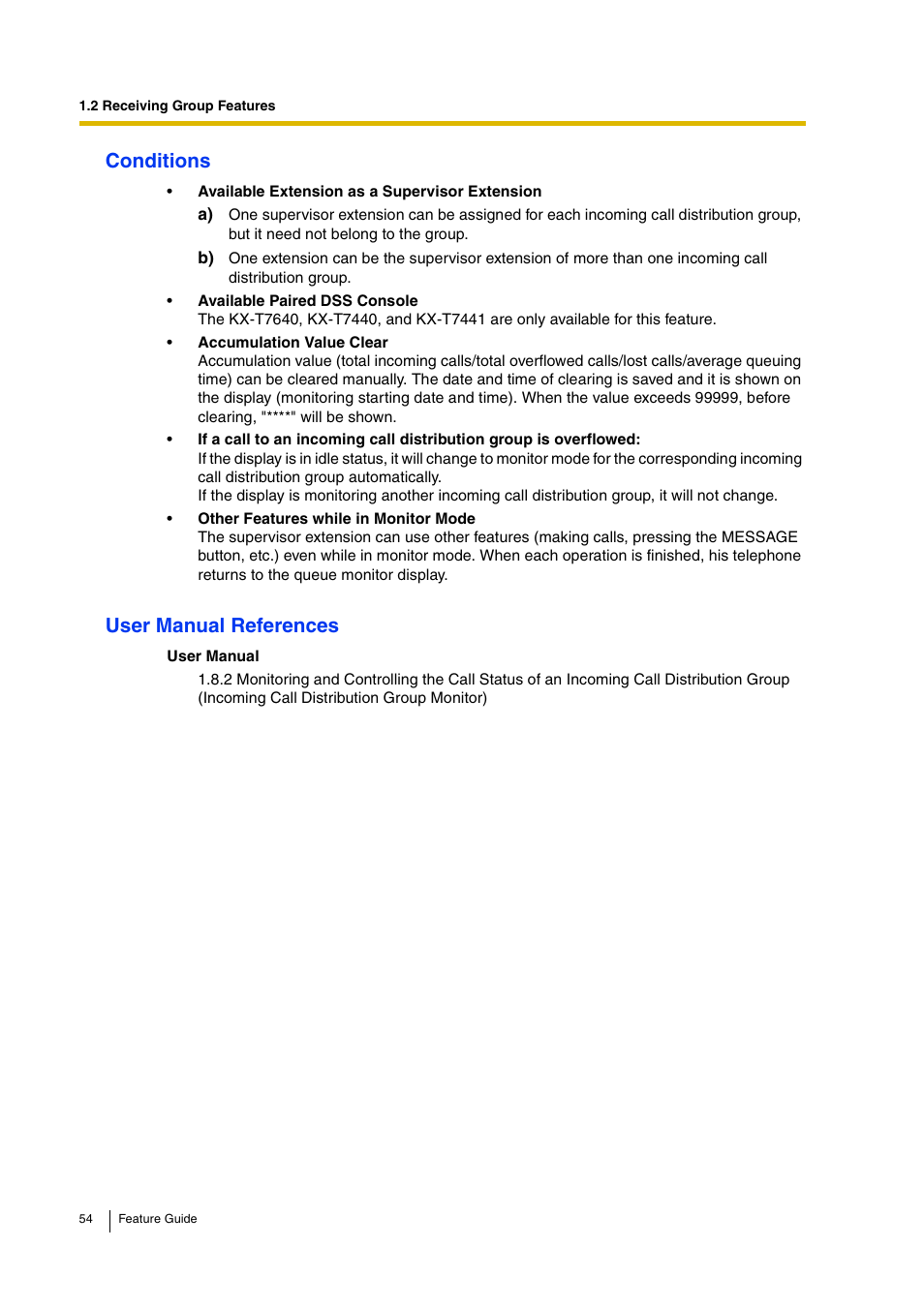 Conditions, User manual references | Panasonic HYBRID IP-PBX KX-TDA200 User Manual | Page 54 / 358