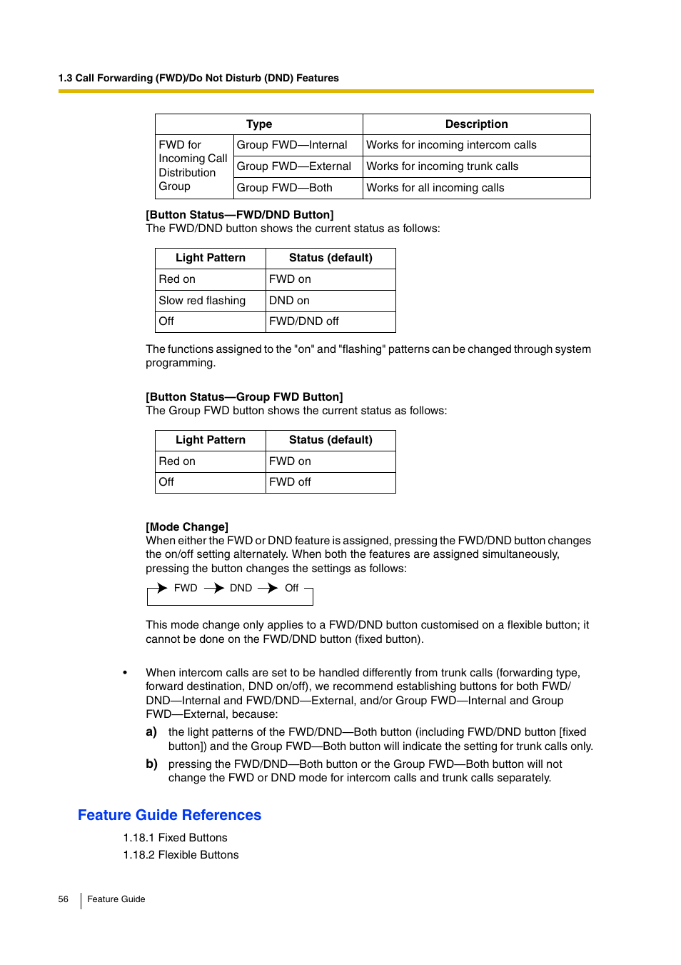 Feature guide references | Panasonic HYBRID IP-PBX KX-TDA200 User Manual | Page 56 / 358