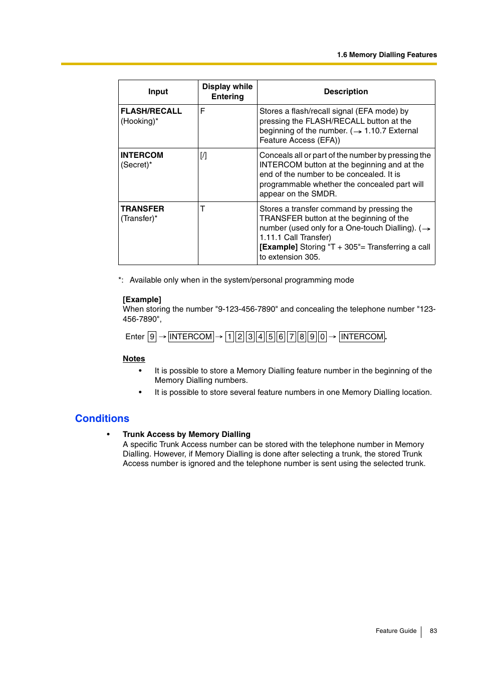 Conditions | Panasonic HYBRID IP-PBX KX-TDA200 User Manual | Page 83 / 358