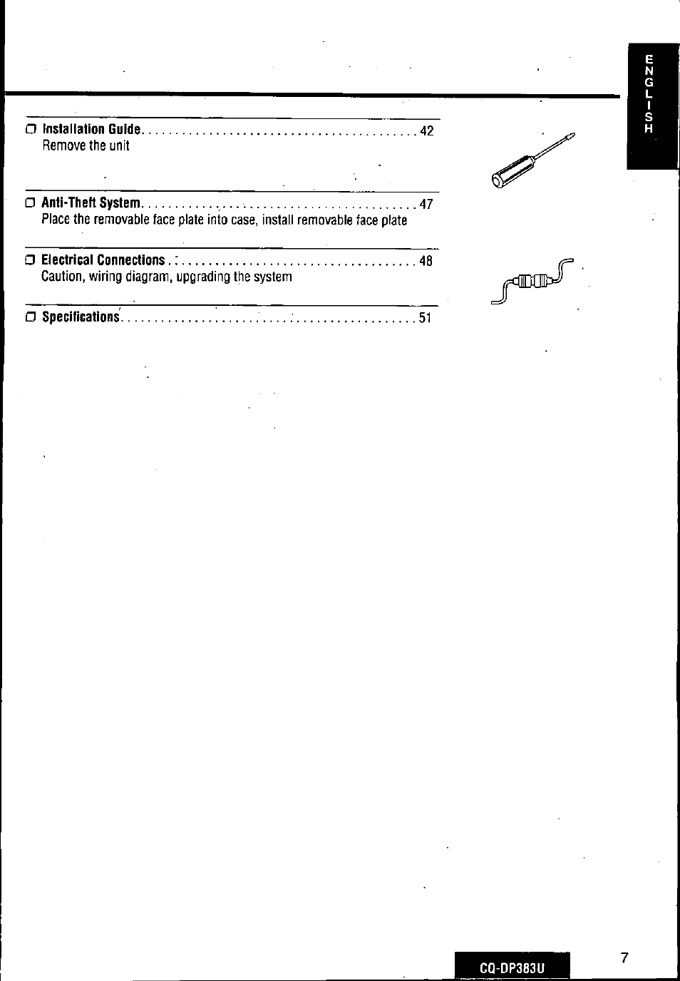 Panasonic Removable Front Panel MP3 WMA CD Player/Receiver with CD Changer Control CQ-DP383U User Manual | Page 7 / 124