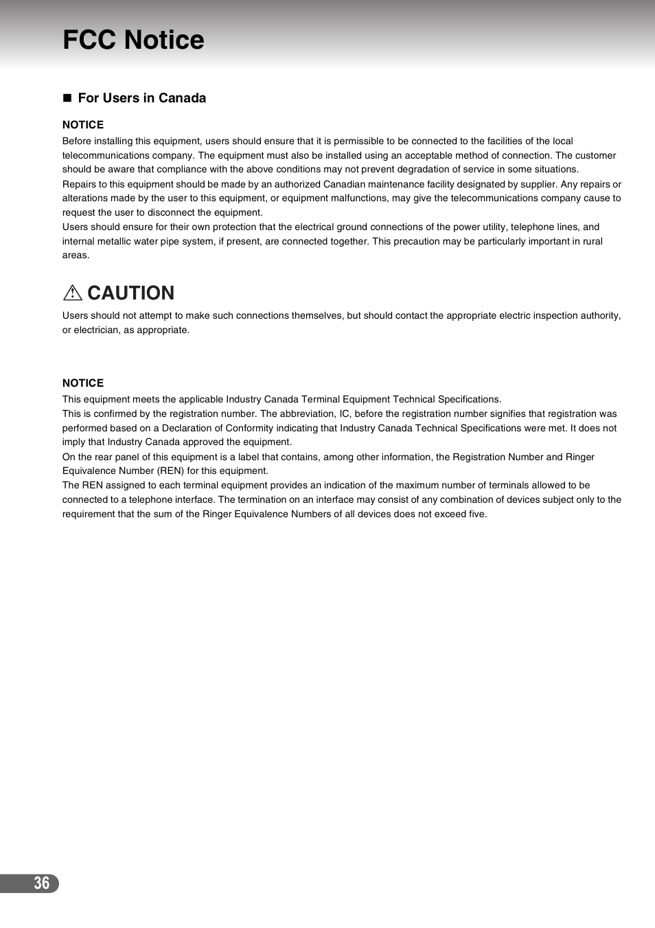 Fcc notice, Caution | Panasonic DP-C266 User Manual | Page 36 / 40