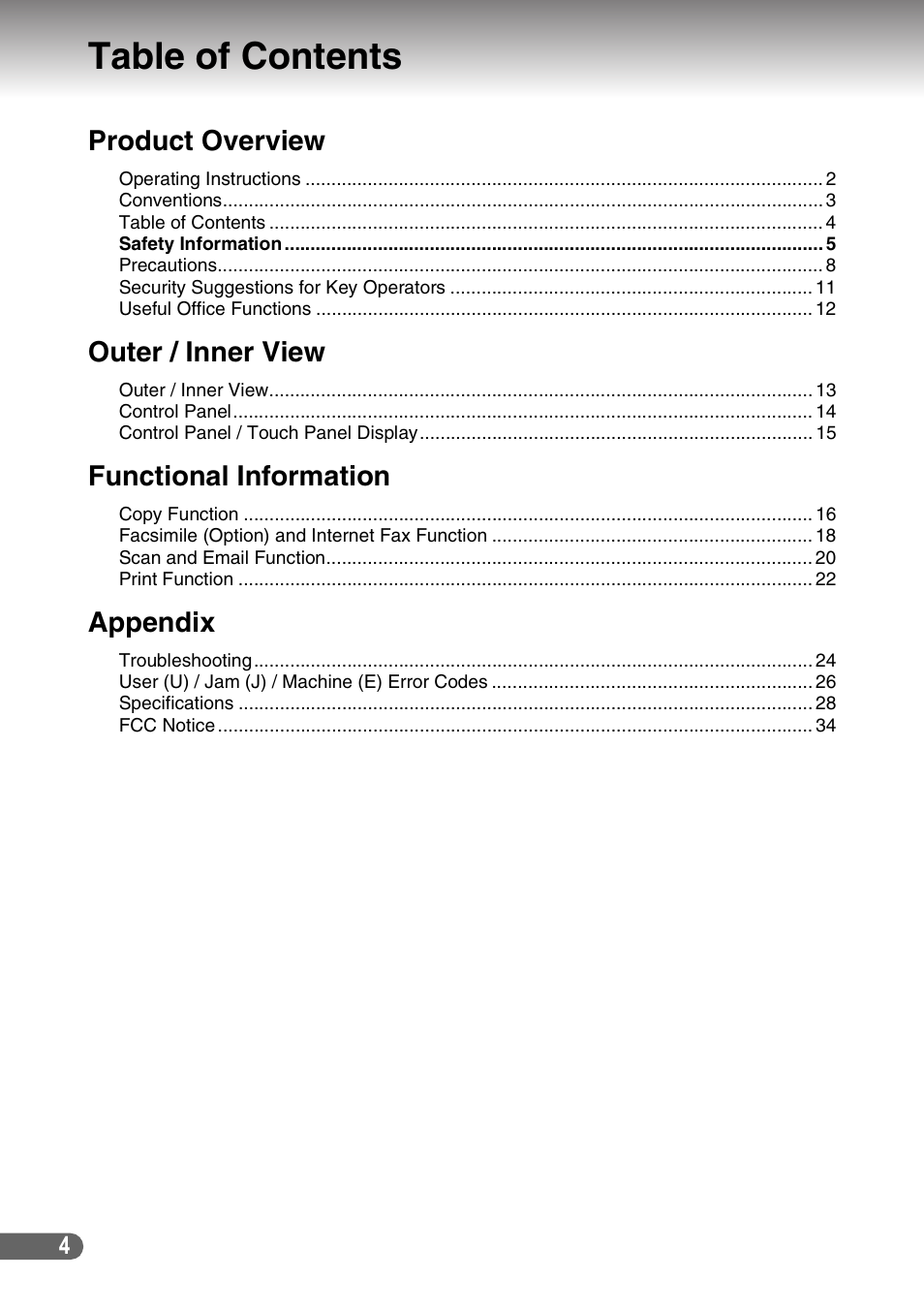 Panasonic DP-C266 User Manual | Page 4 / 40