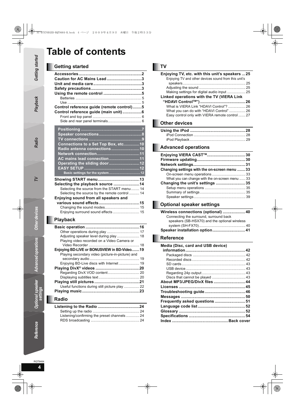 Panasonic SC-BTX70  EN User Manual | Page 4 / 56