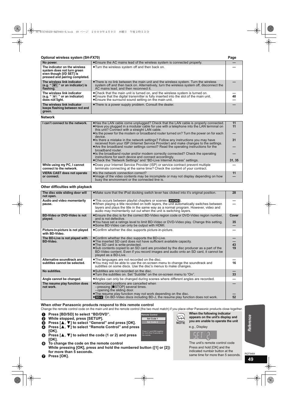 Reference | Panasonic SC-BTX70  EN User Manual | Page 49 / 56