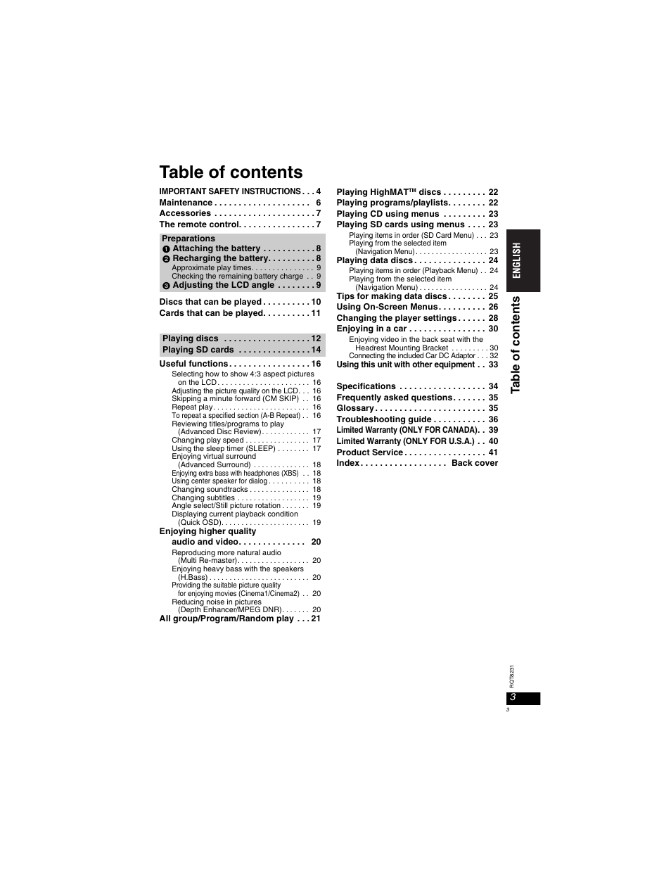 Panasonic DVD-LX110 User Manual | Page 3 / 41