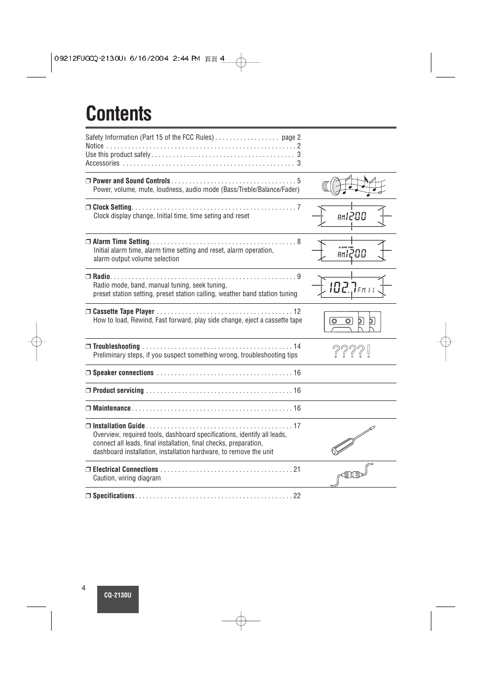 Panasonic CQ-2130U User Manual | Page 4 / 23