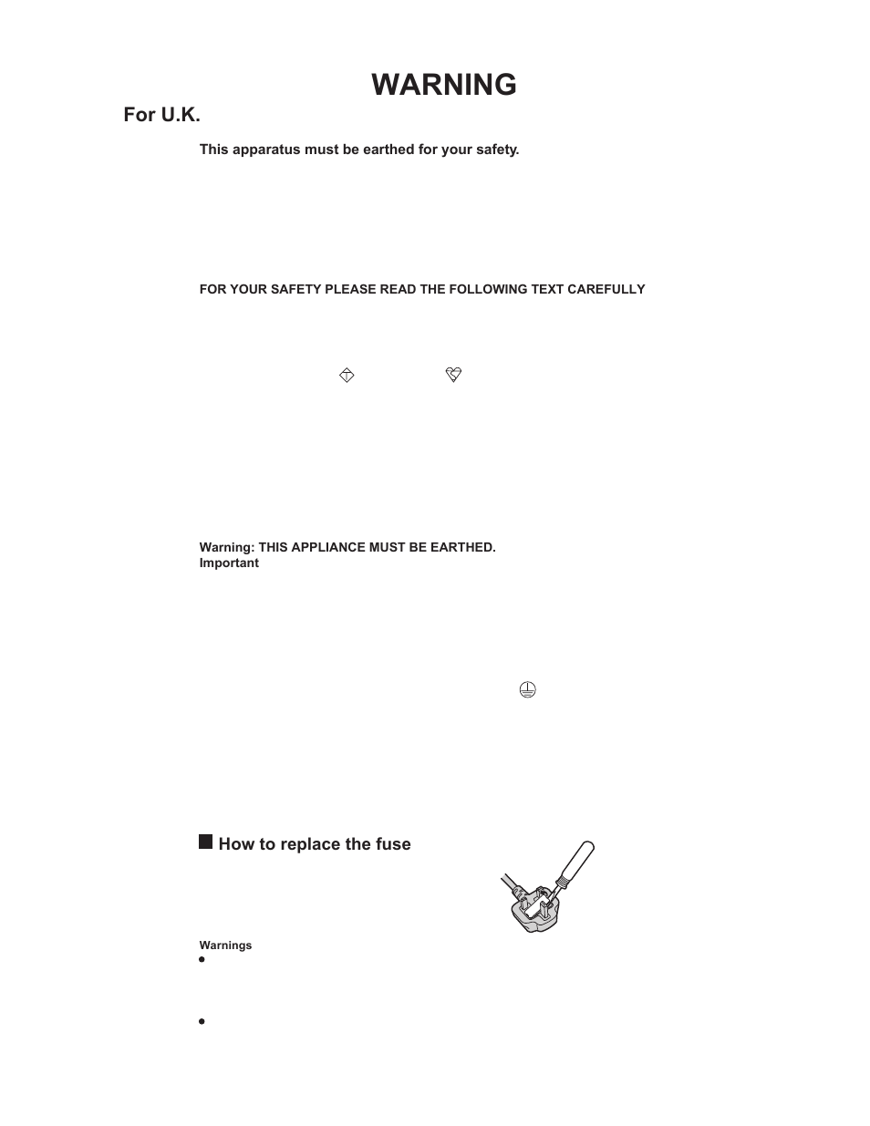 Warning, For u.k | Panasonic CF-30KTPAXxM User Manual | Page 2 / 90