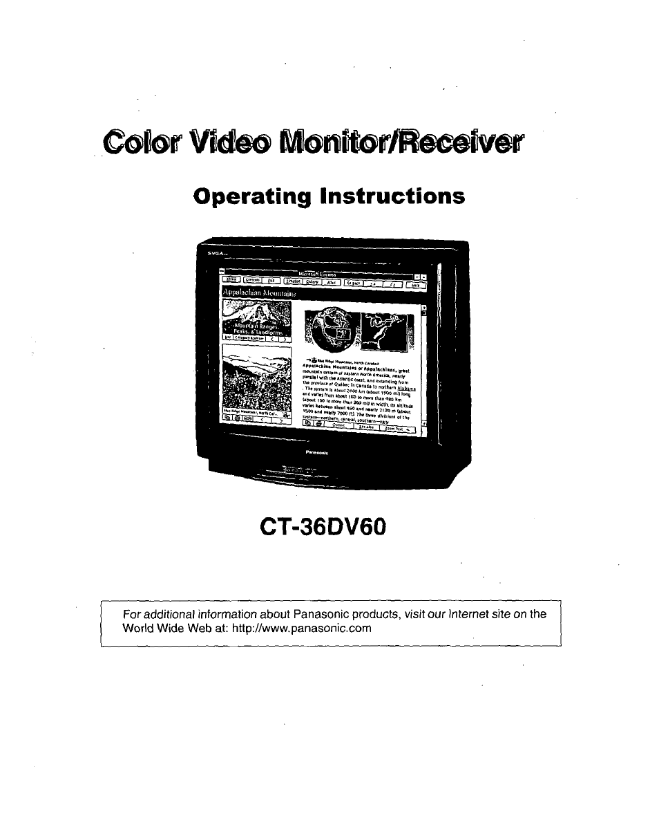 Operating instructions, Ct-36dv60 | Panasonic SVGA Monitor/Receiver CT-36DV60 User Manual | Page 2 / 53