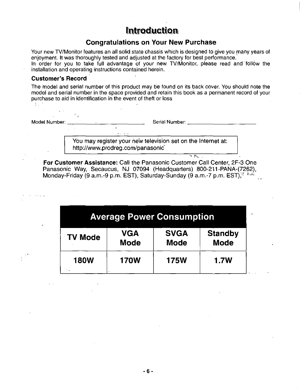 Congratulations on your new purchase | Panasonic SVGA Monitor/Receiver CT-36DV60 User Manual | Page 7 / 53