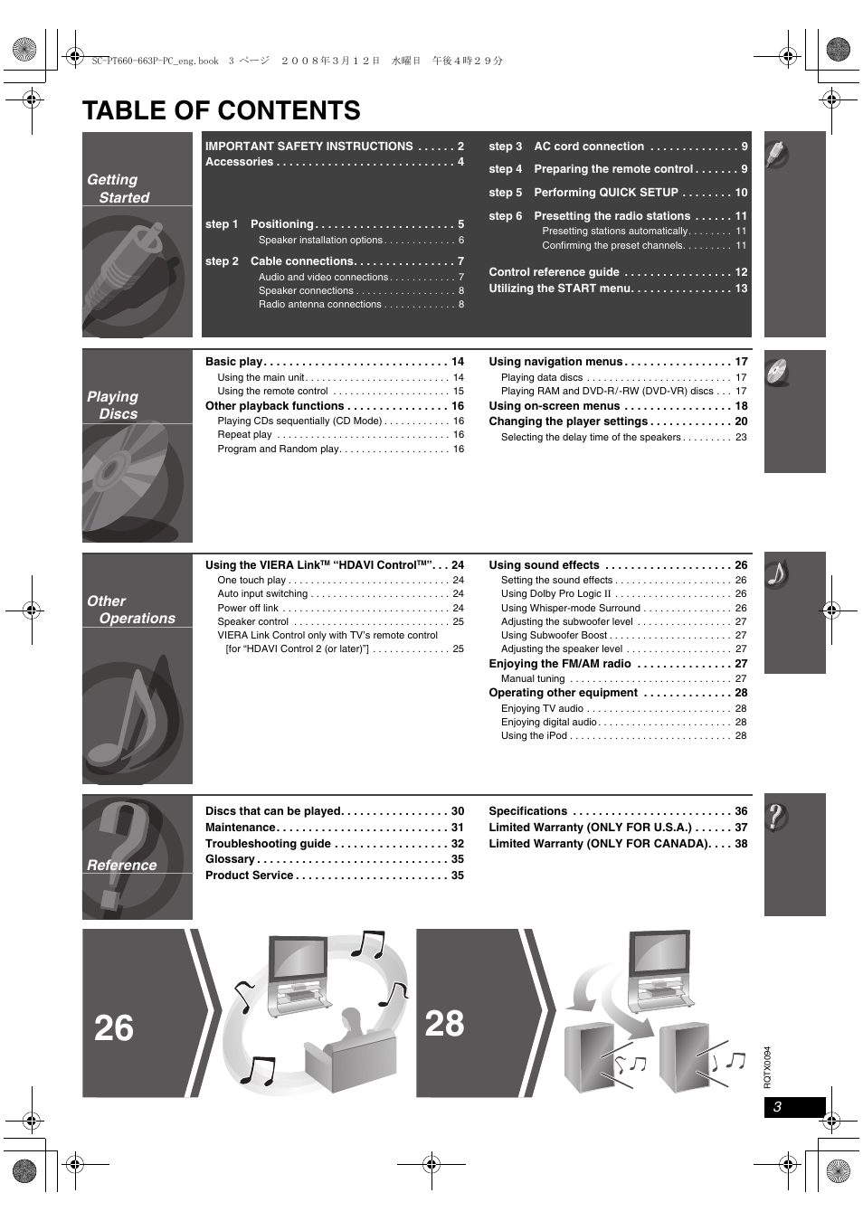 Panasonic SC-PT660 User Manual | Page 3 / 40
