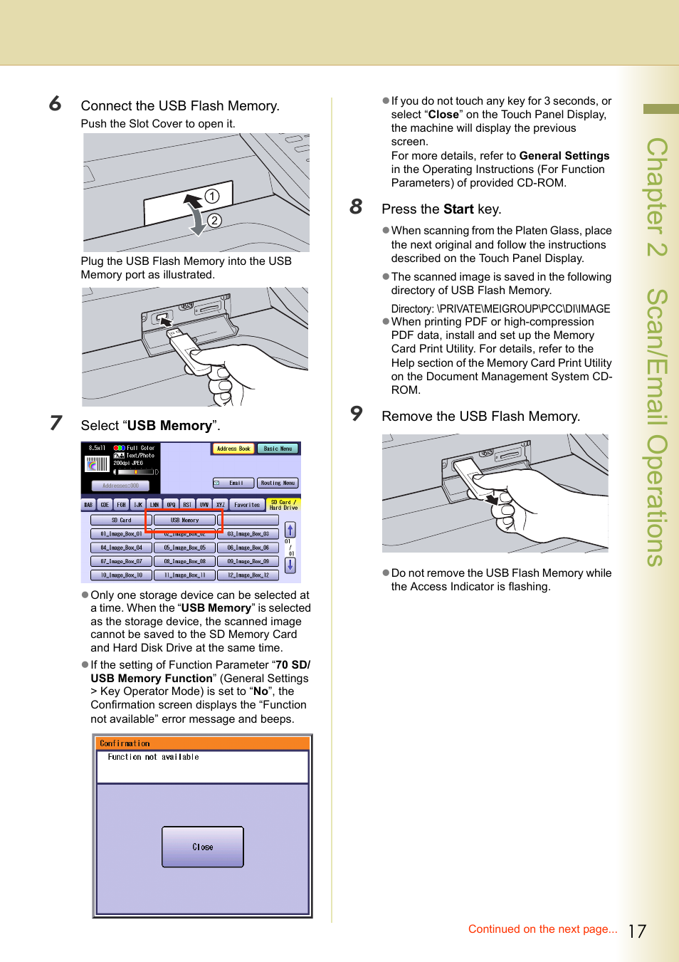 Chapter 2 sc an/email operations | Panasonic DP-C306 User Manual | Page 17 / 74