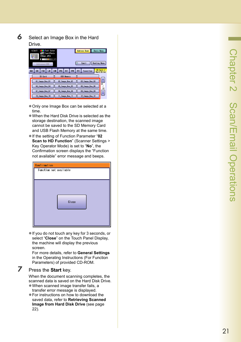Chapter 2 sc an/email operations | Panasonic DP-C306 User Manual | Page 21 / 74