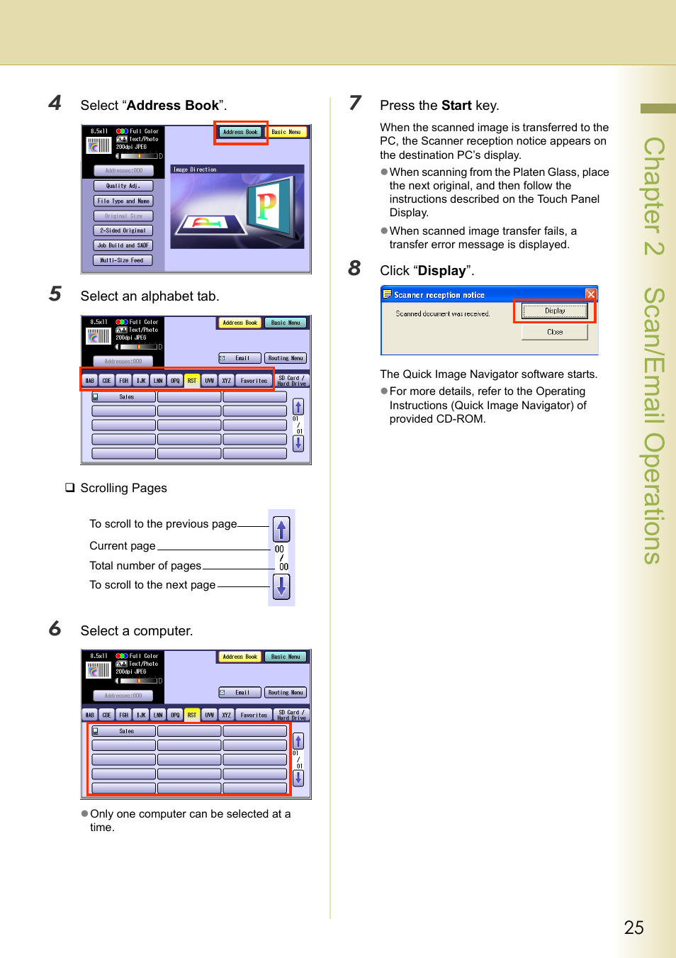 Chapter 2 sc an/email operations | Panasonic DP-C306 User Manual | Page 25 / 74