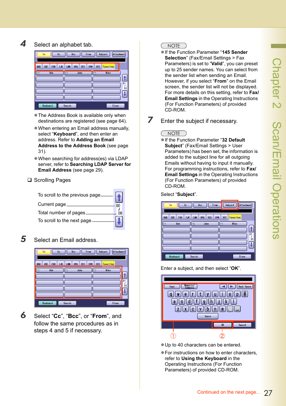 Chapter 2 sc an/email operations | Panasonic DP-C306 User Manual | Page 27 / 74