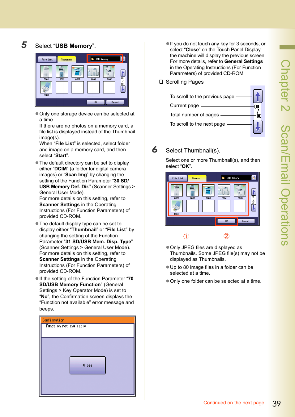 Chapter 2 sc an/email operations | Panasonic DP-C306 User Manual | Page 39 / 74