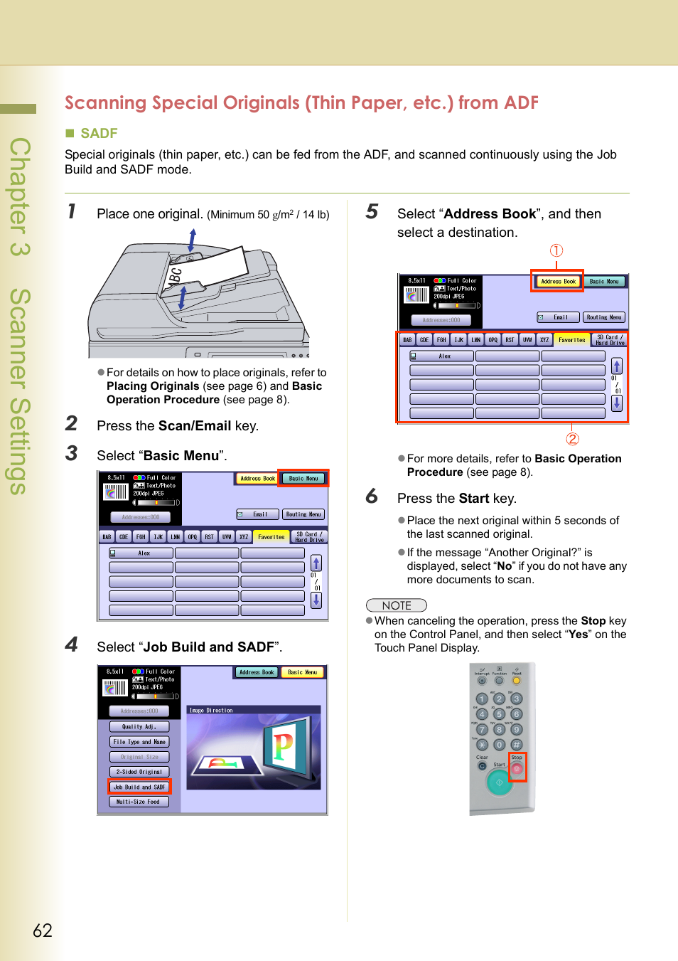 Chapter 3 scanner settings | Panasonic DP-C306 User Manual | Page 62 / 74