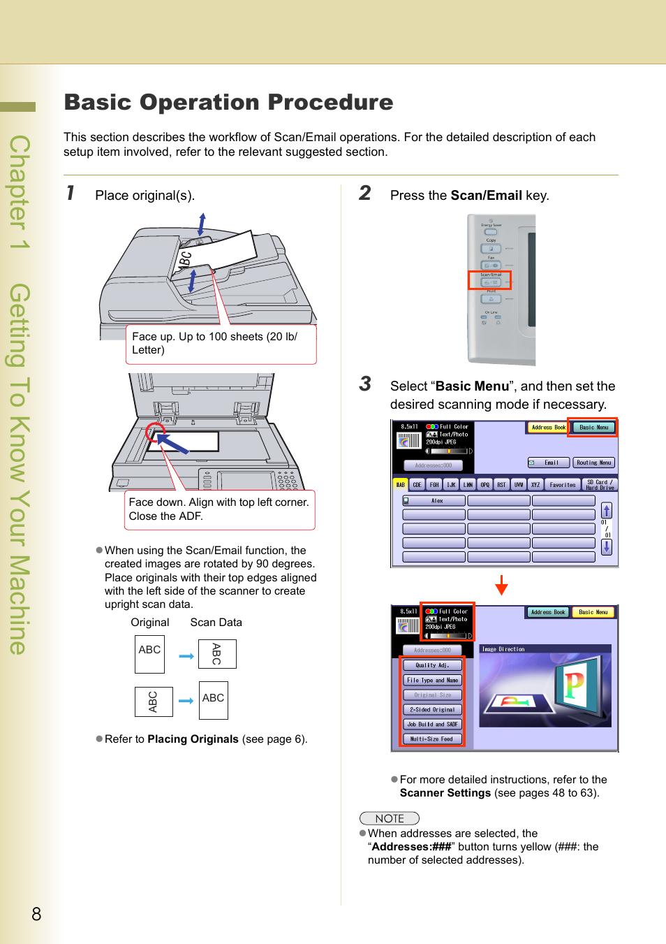 Basic operation procedure, Chapter 1 getting to know your machine | Panasonic DP-C306 User Manual | Page 8 / 74