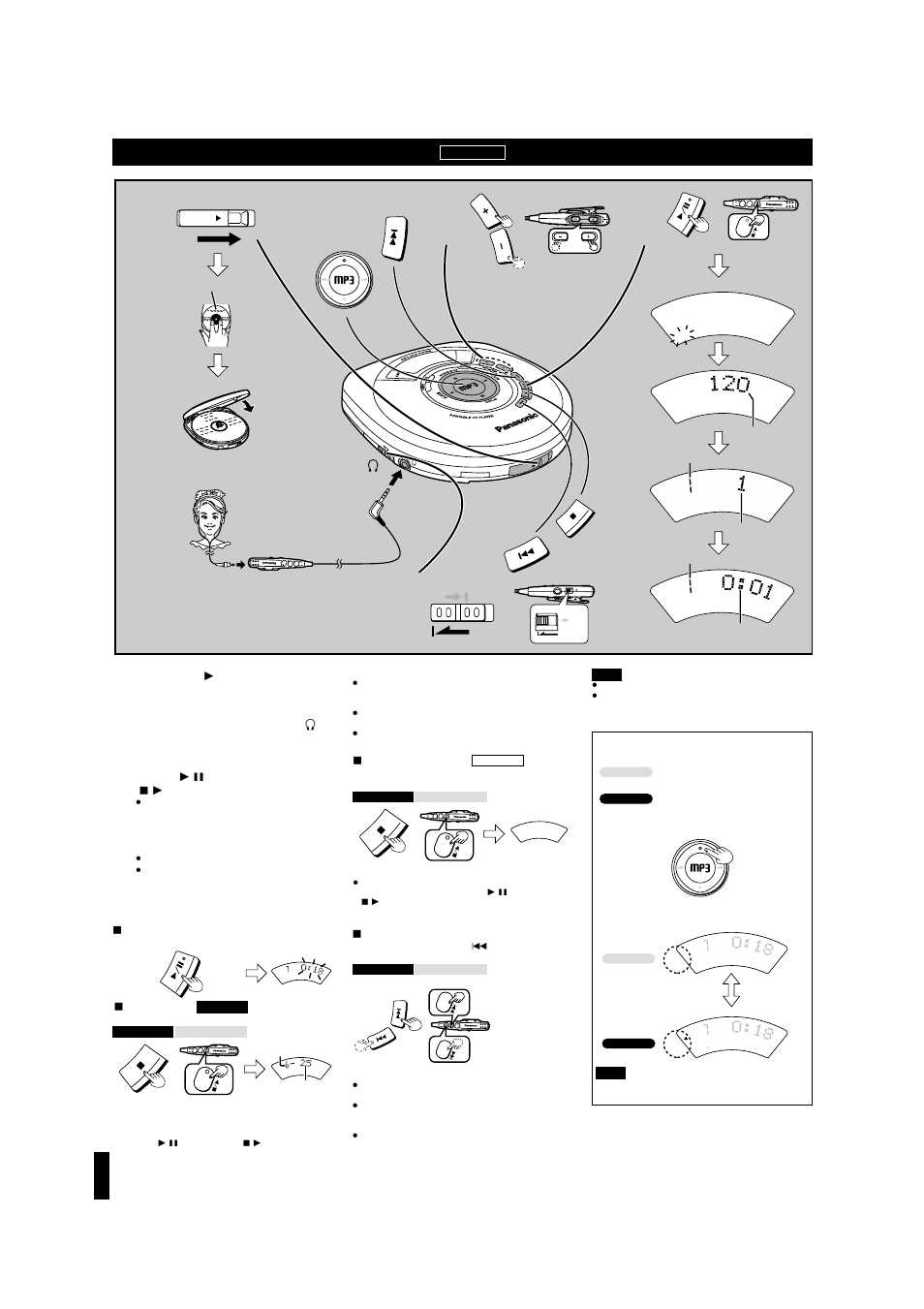 Sequential play with mp3 files, Open, Hol d | Panasonic SL-MP353J User Manual | Page 5 / 8