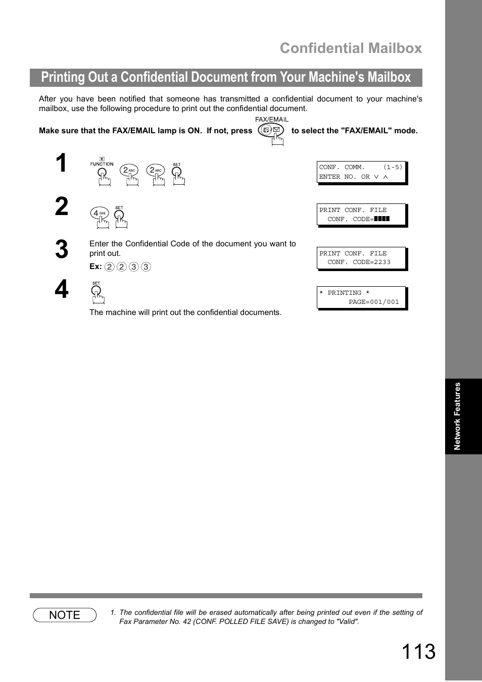 Confidential mailbox | Panasonic DIGITAL IMAGING SYSTEM DP-1810F User Manual | Page 113 / 155