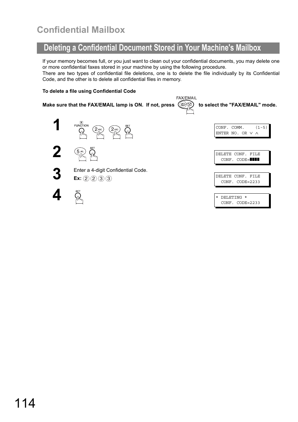 Confidential mailbox | Panasonic DIGITAL IMAGING SYSTEM DP-1810F User Manual | Page 114 / 155