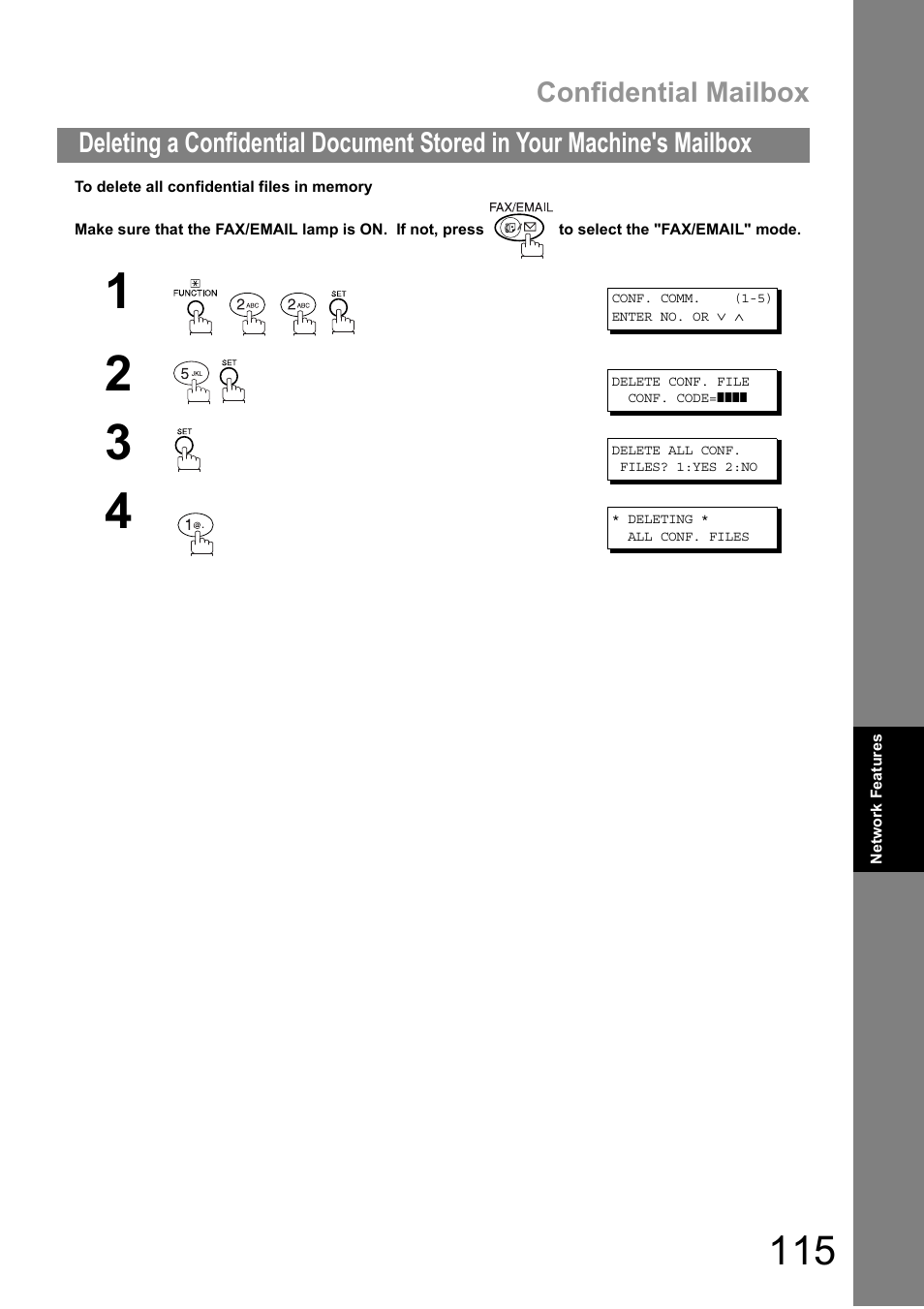 Confidential mailbox | Panasonic DIGITAL IMAGING SYSTEM DP-1810F User Manual | Page 115 / 155