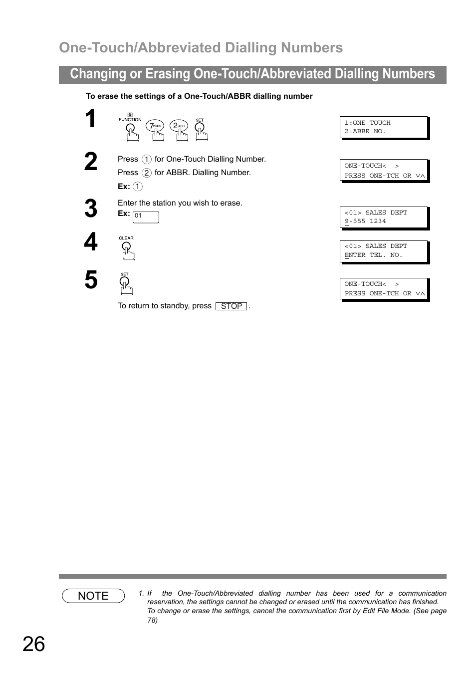 One-touch/abbreviated dialling numbers | Panasonic DIGITAL IMAGING SYSTEM DP-1810F User Manual | Page 26 / 155