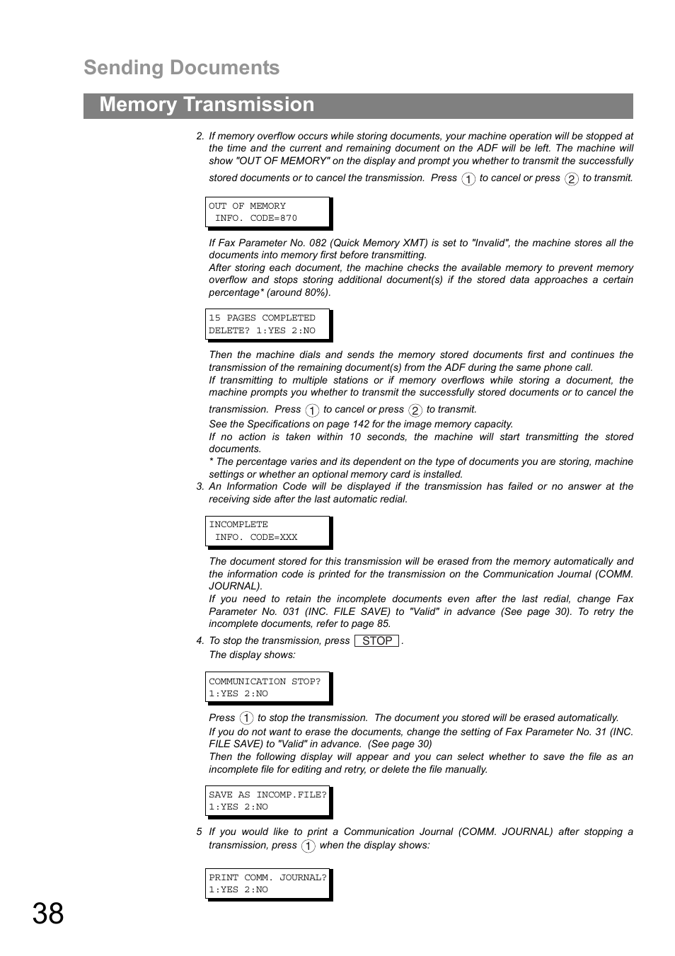 Sending documents | Panasonic DIGITAL IMAGING SYSTEM DP-1810F User Manual | Page 38 / 155