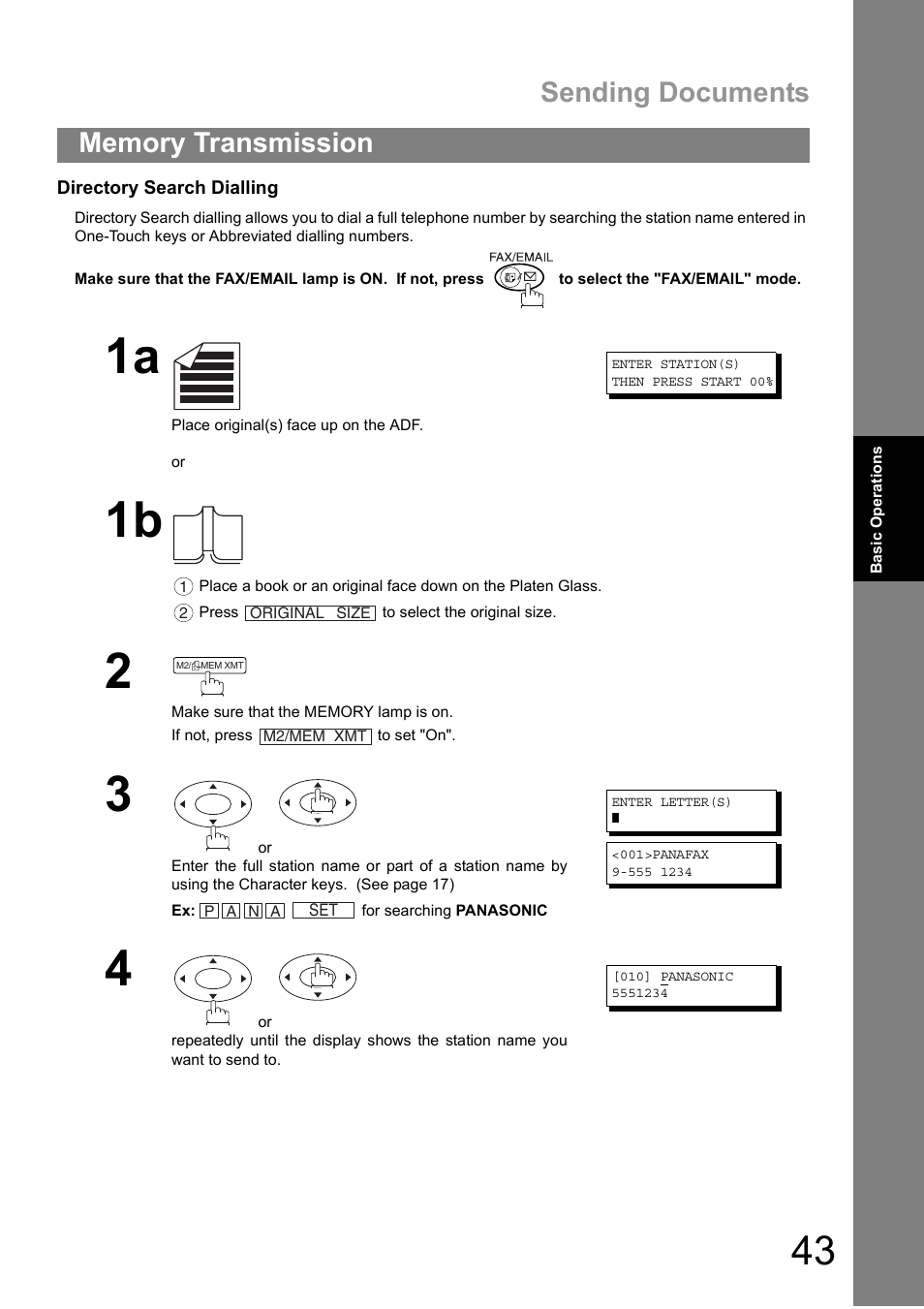Sending documents | Panasonic DIGITAL IMAGING SYSTEM DP-1810F User Manual | Page 43 / 155
