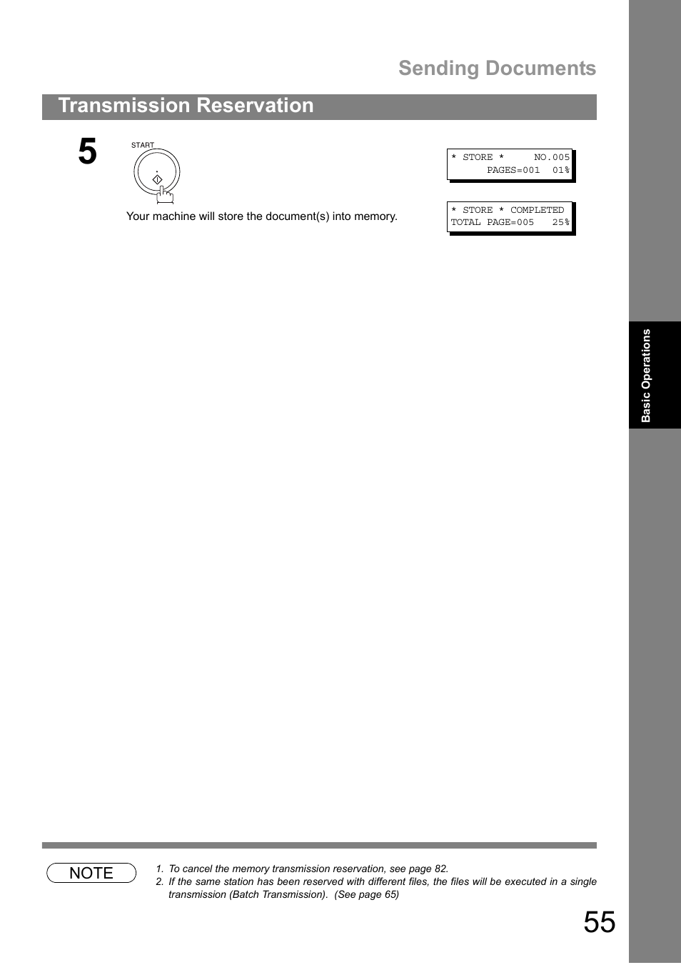 Sending documents, Transmission reservation | Panasonic DIGITAL IMAGING SYSTEM DP-1810F User Manual | Page 55 / 155