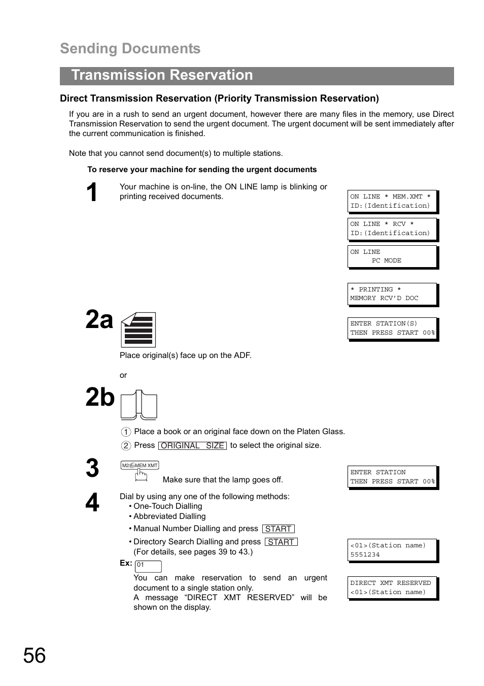 Sending documents, Transmission reservation | Panasonic DIGITAL IMAGING SYSTEM DP-1810F User Manual | Page 56 / 155
