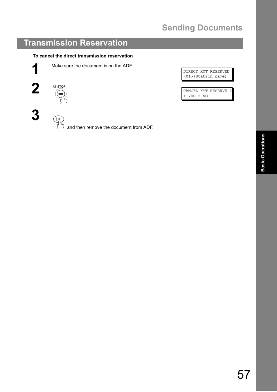 Sending documents, Transmission reservation | Panasonic DIGITAL IMAGING SYSTEM DP-1810F User Manual | Page 57 / 155