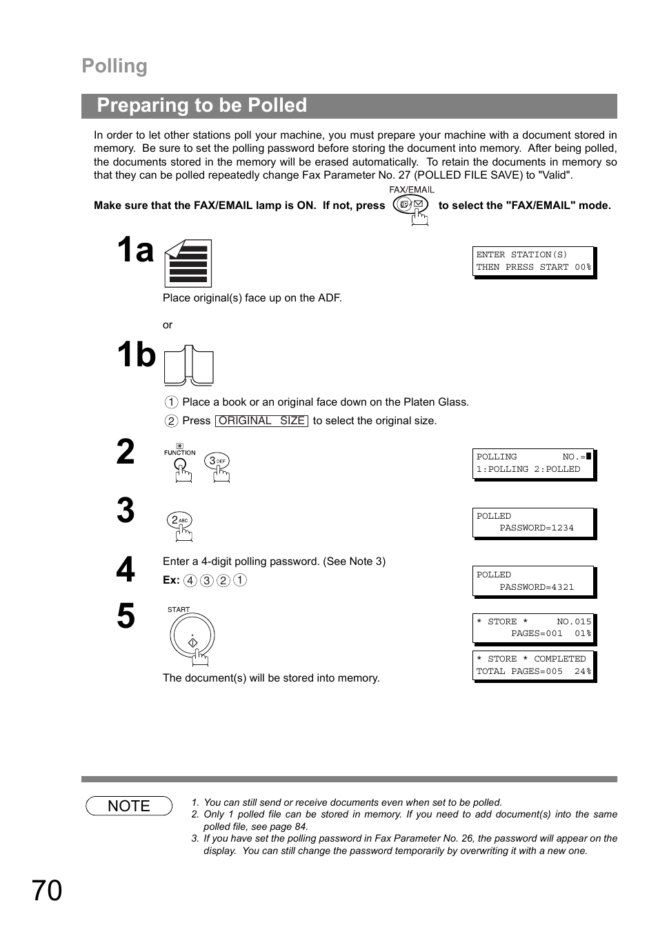 Preparing to be polled, Polling | Panasonic DIGITAL IMAGING SYSTEM DP-1810F User Manual | Page 70 / 155
