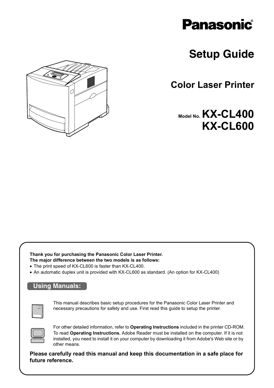 Panasonic KX-CL400 User Manual | 24 pages
