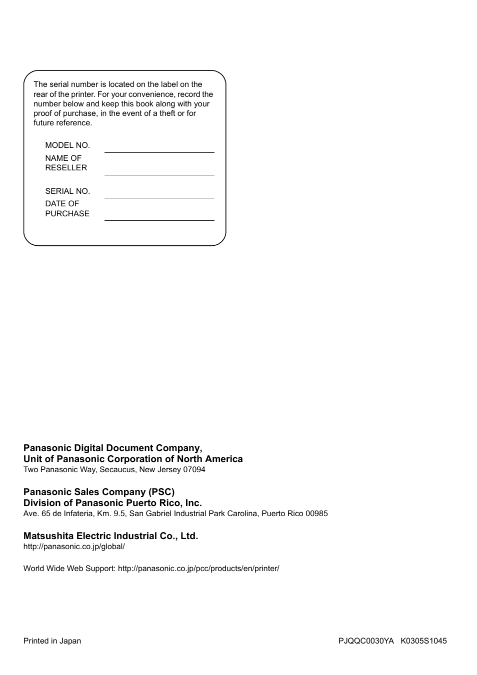 Panasonic KX-CL400 User Manual | Page 24 / 24