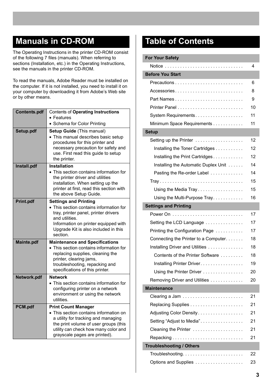 Panasonic KX-CL400 User Manual | Page 3 / 24