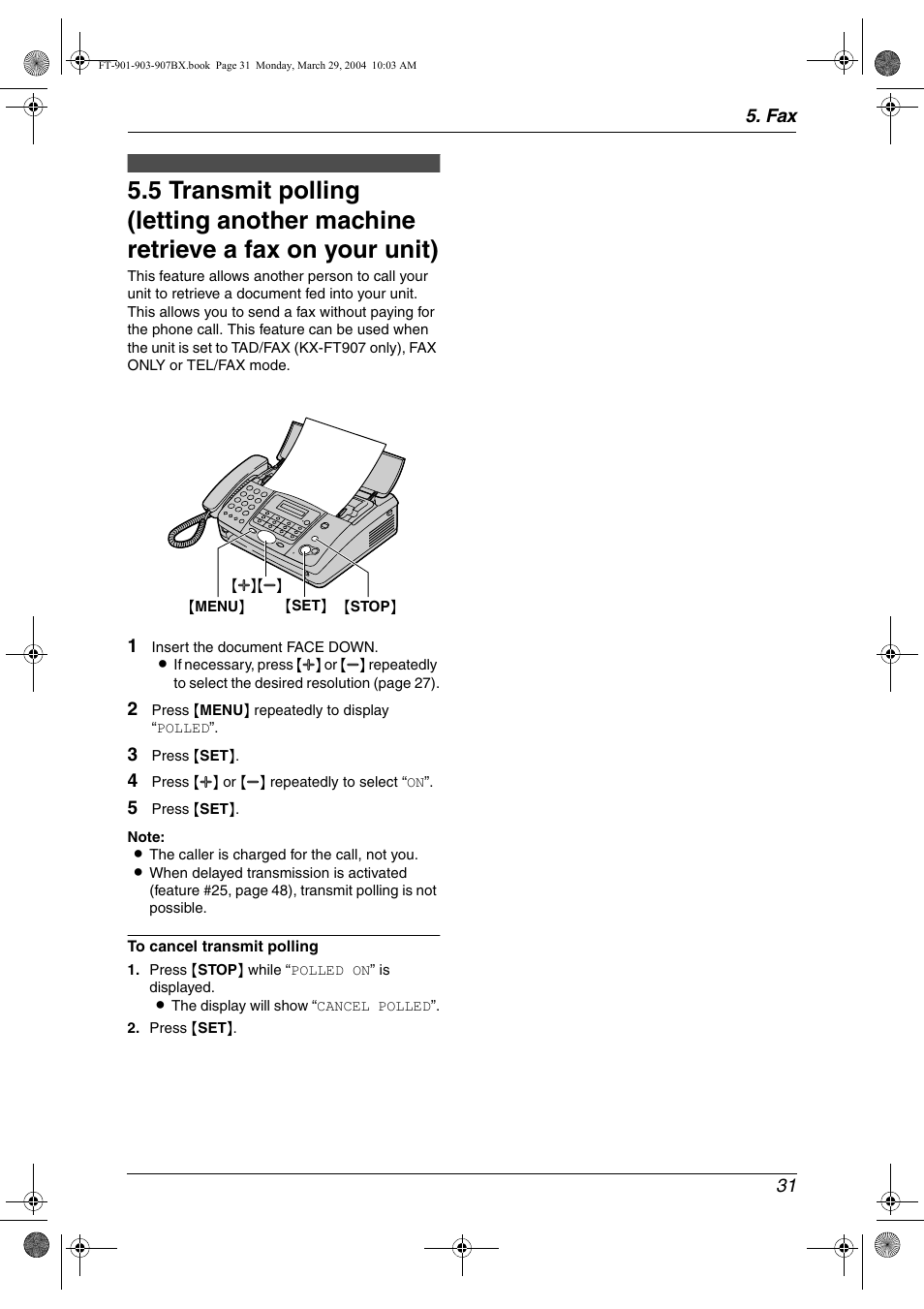 Panasonic KX-FT901BX User Manual | Page 31 / 64