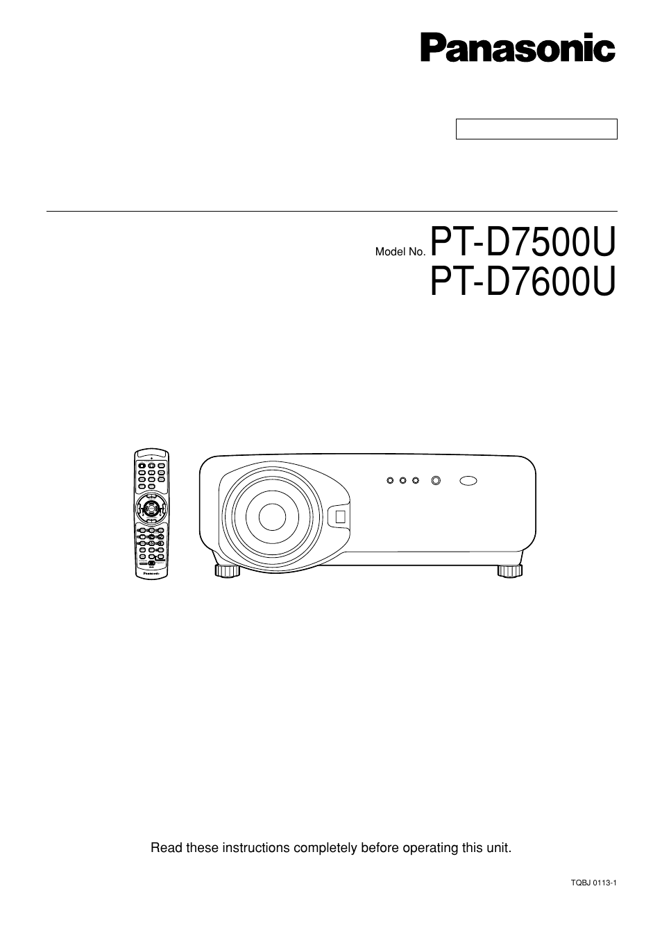 Panasonic PT-D7500U User Manual | 112 pages