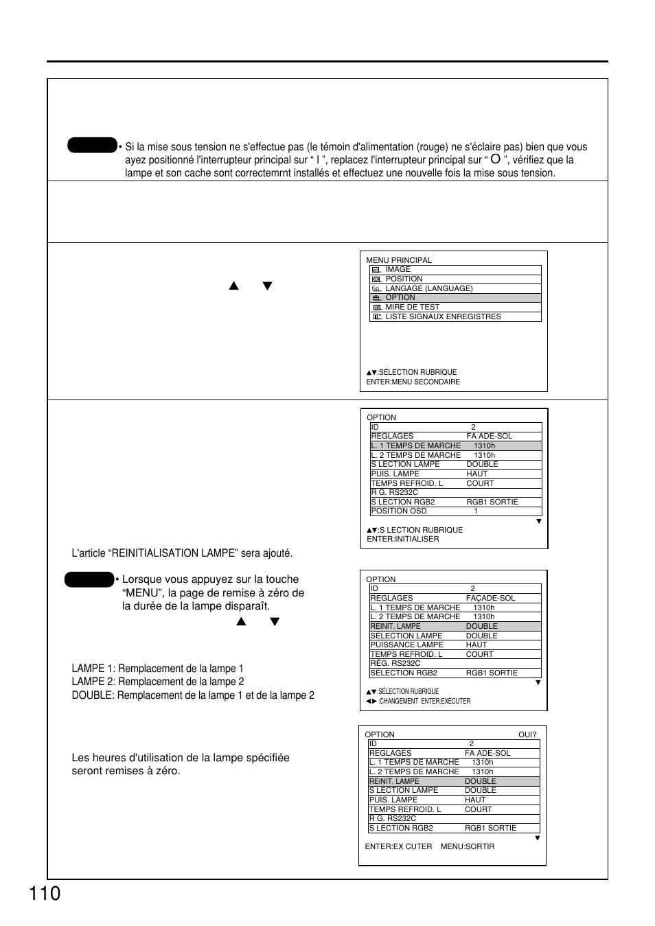 Remplacement de la lampe | Panasonic PT-D7500U User Manual | Page 110 / 112